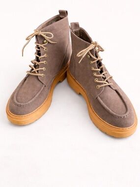 Limelight Moc Toe Lace Up Ankle Boots Brown Workwear Casual Size 8.5